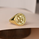14K Gold Koi Fish Signet Ring