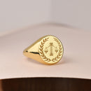 14K Gold Scales of Justice Signet Ring