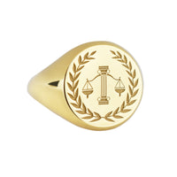 14K Gold Scales of Justice Signet Ring