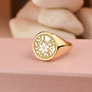 14K Gold Lily Flower Signet Ring