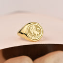 14K Gold Lion Signet Ring