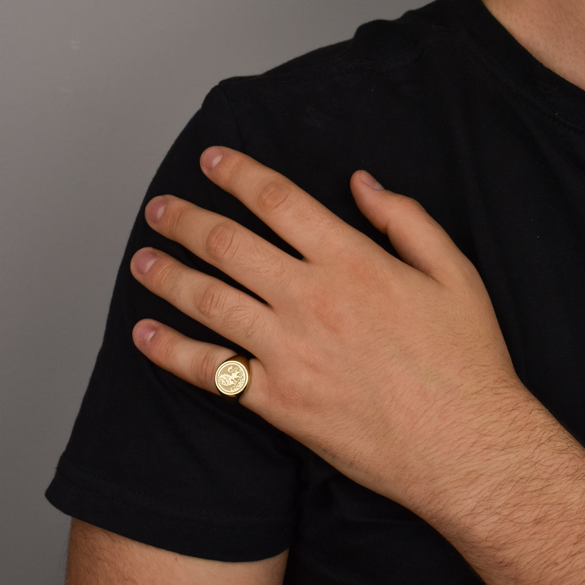 14K Gold Lion Signet Ring