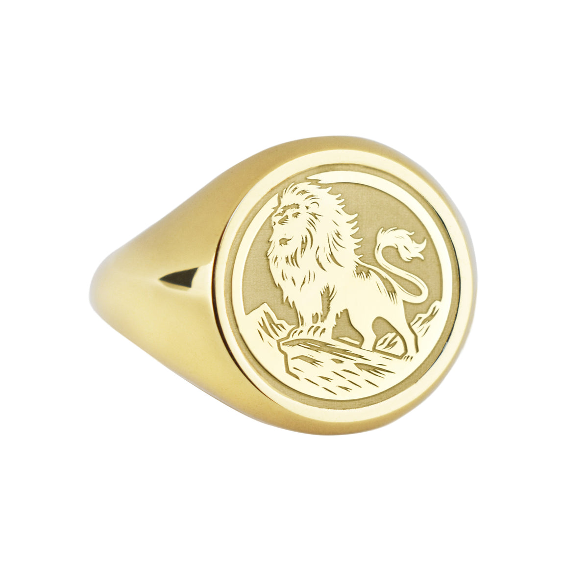 14K Gold Lion Signet Ring