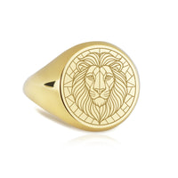 14K Gold Lion Signet Ring