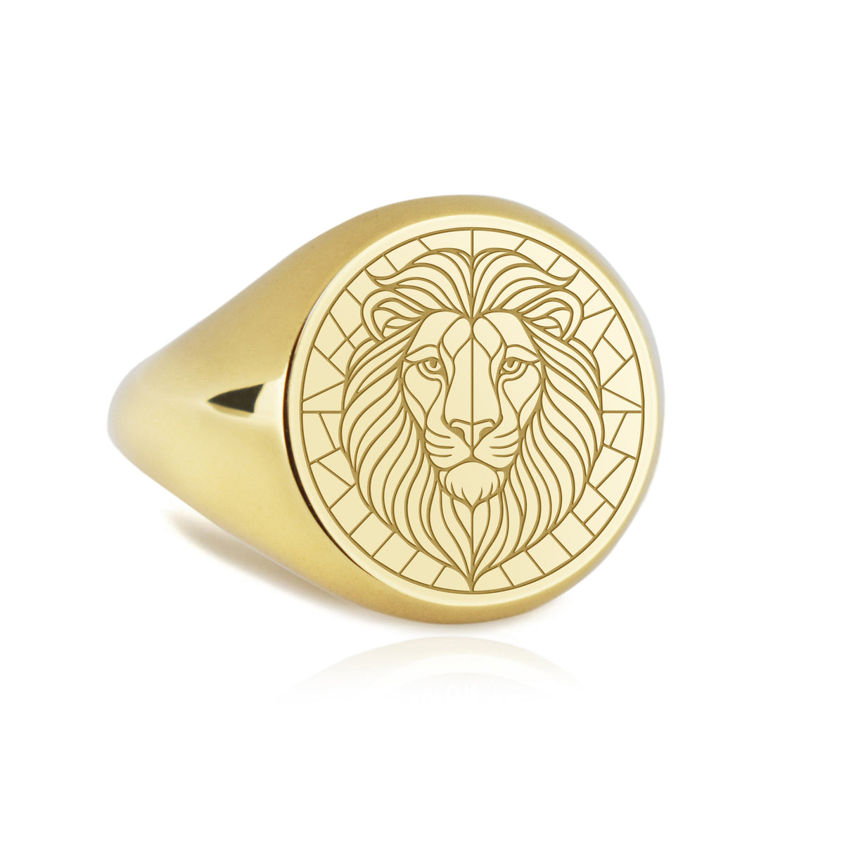 14K Gold Lion Signet Ring