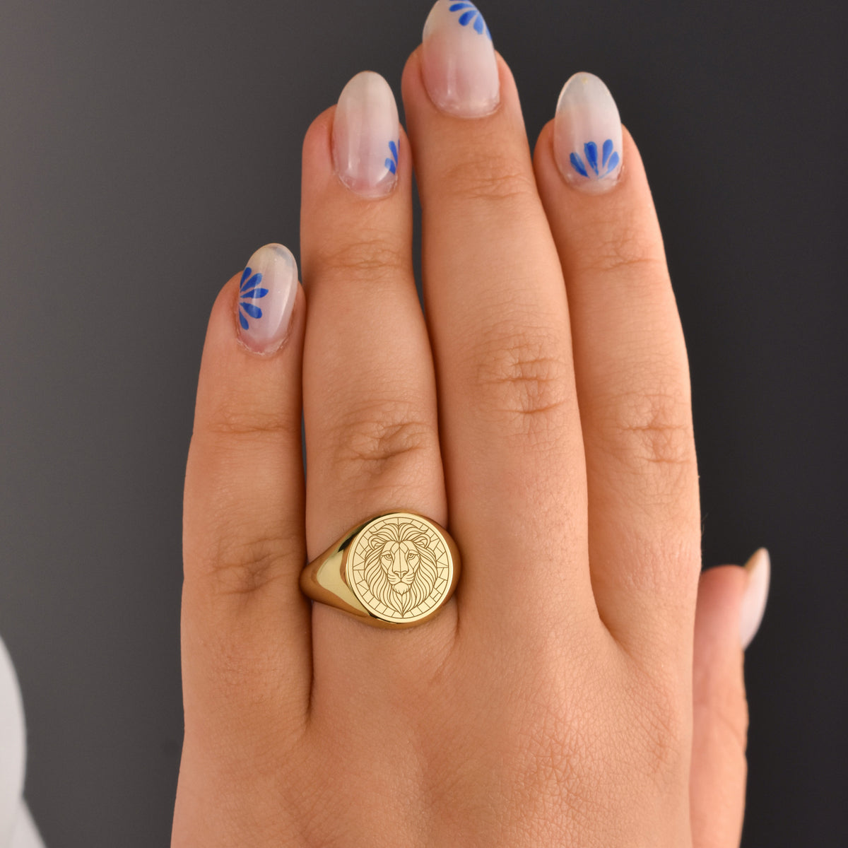 14K Gold Lion Signet Ring