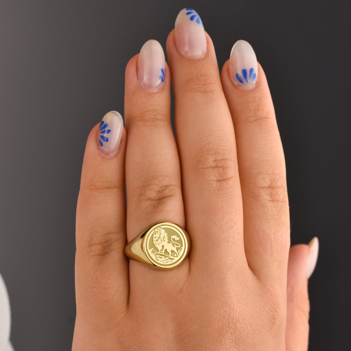 14K Gold Lion Signet Ring