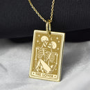 14K Gold Skeleton Lovers Pendant Necklace
