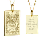 14K Gold Lovers Tarot Card Pendant Necklace