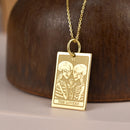 14K Gold Lovers Tarot Card Pendant Necklace