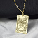 14K Gold Lovers Tarot Card Pendant Necklace
