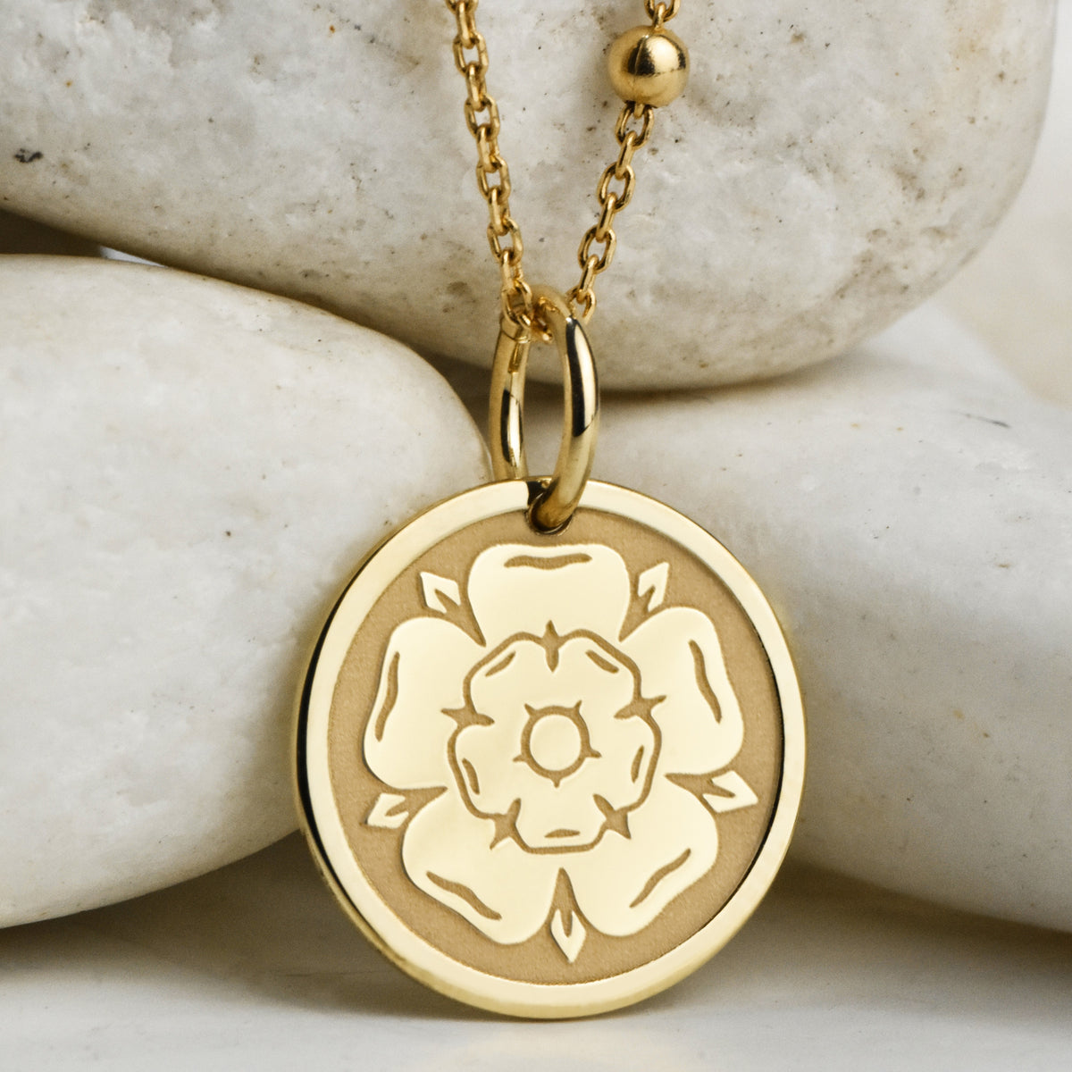 14K Gold Luther Rose Pendant Necklace