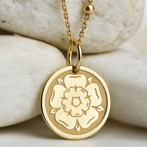 14K Gold Luther Rose Pendant Necklace