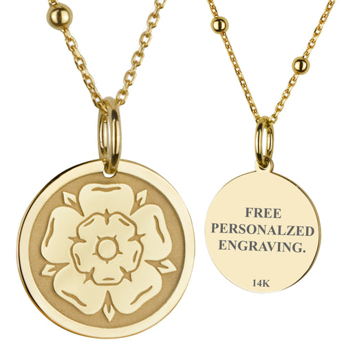 14K Gold Luther Rose Pendant Necklace