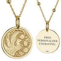 14K Gold Phoenix Bird Pendant Necklace