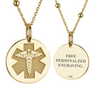 14K Gold Star of Life Medical Pendant Necklace
