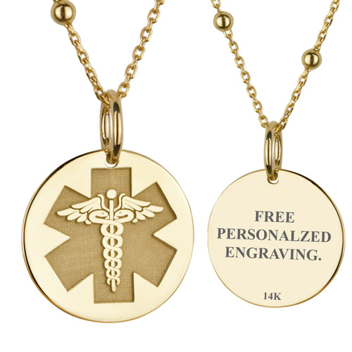 14K Gold Star of Life Medical Pendant Necklace