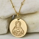 14K Gold Heart of Mary Pendant Necklace