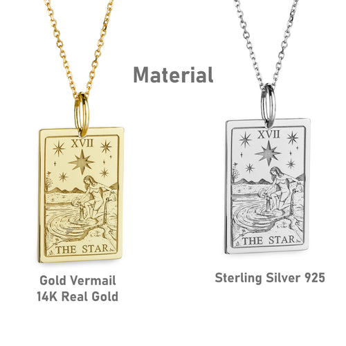 14K Gold Star Tarot Card Pendant Necklace