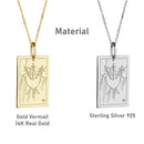 14K Gold Three of Swords Tarot Card Pendant Necklace