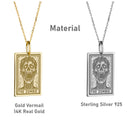 14K Gold Zombie Tarot Card Pendant Necklace