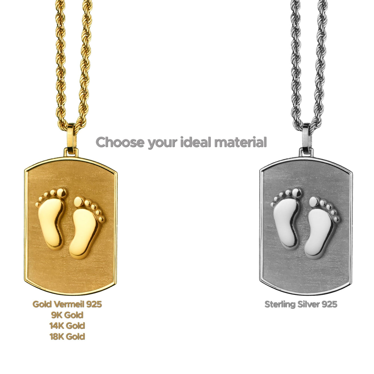 14K Gold Baby Feet Tag Necklace