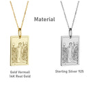 14K Gold Nine of Pentacles Tarot Card Pendant Necklace