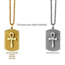 14K Gold Ankh Tag Necklace
