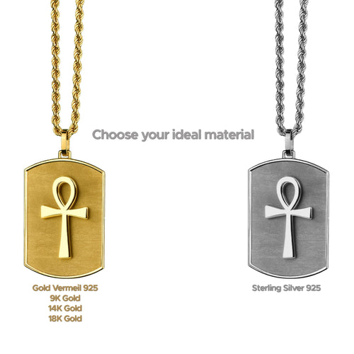 14K Gold Ankh Tag Necklace