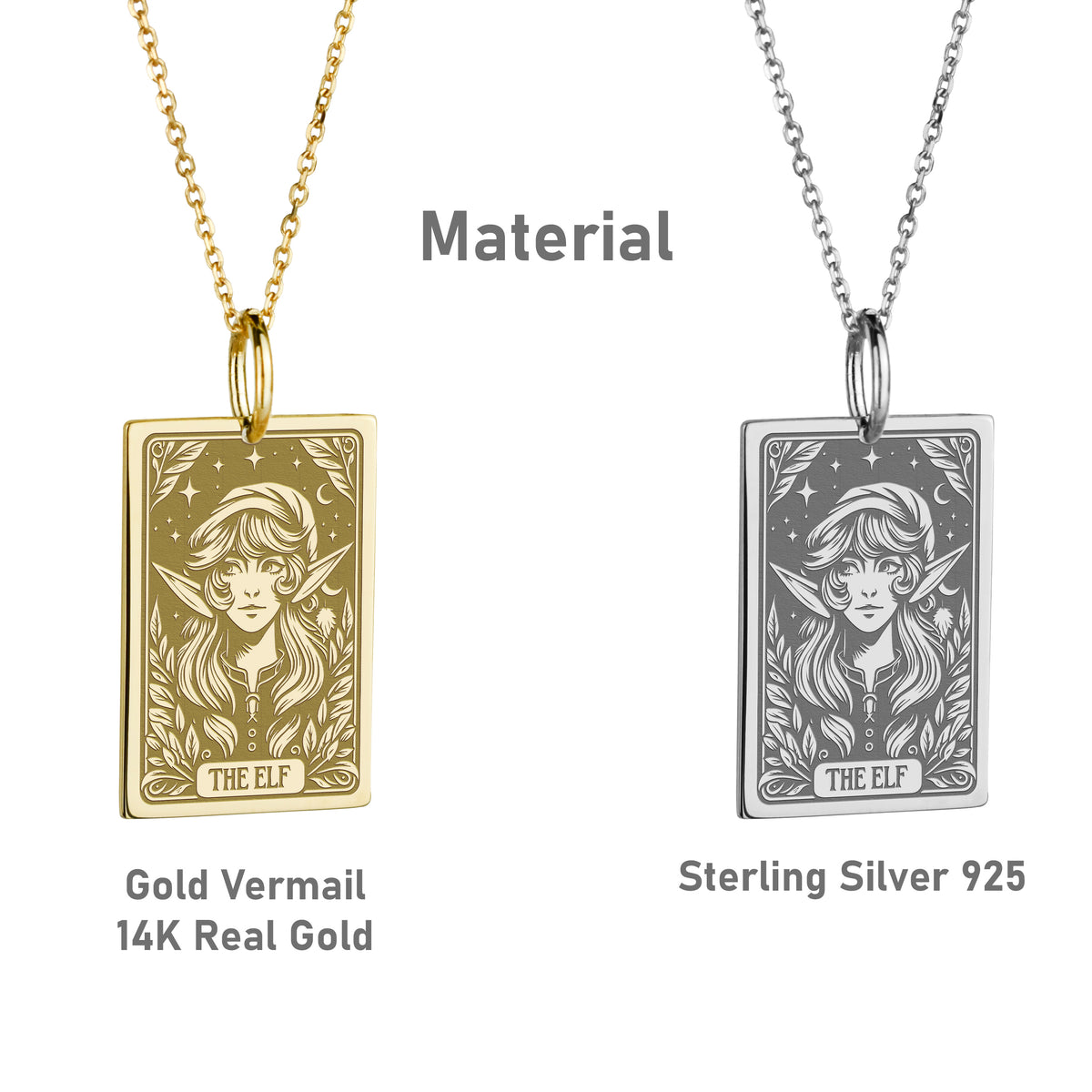 14K Gold Elf Pendant Necklace