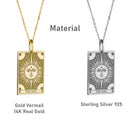 14K Gold Sun Tarot Card Pendant Necklace