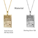 14K Gold Ten of Swords Tarot Card Pendant Necklace