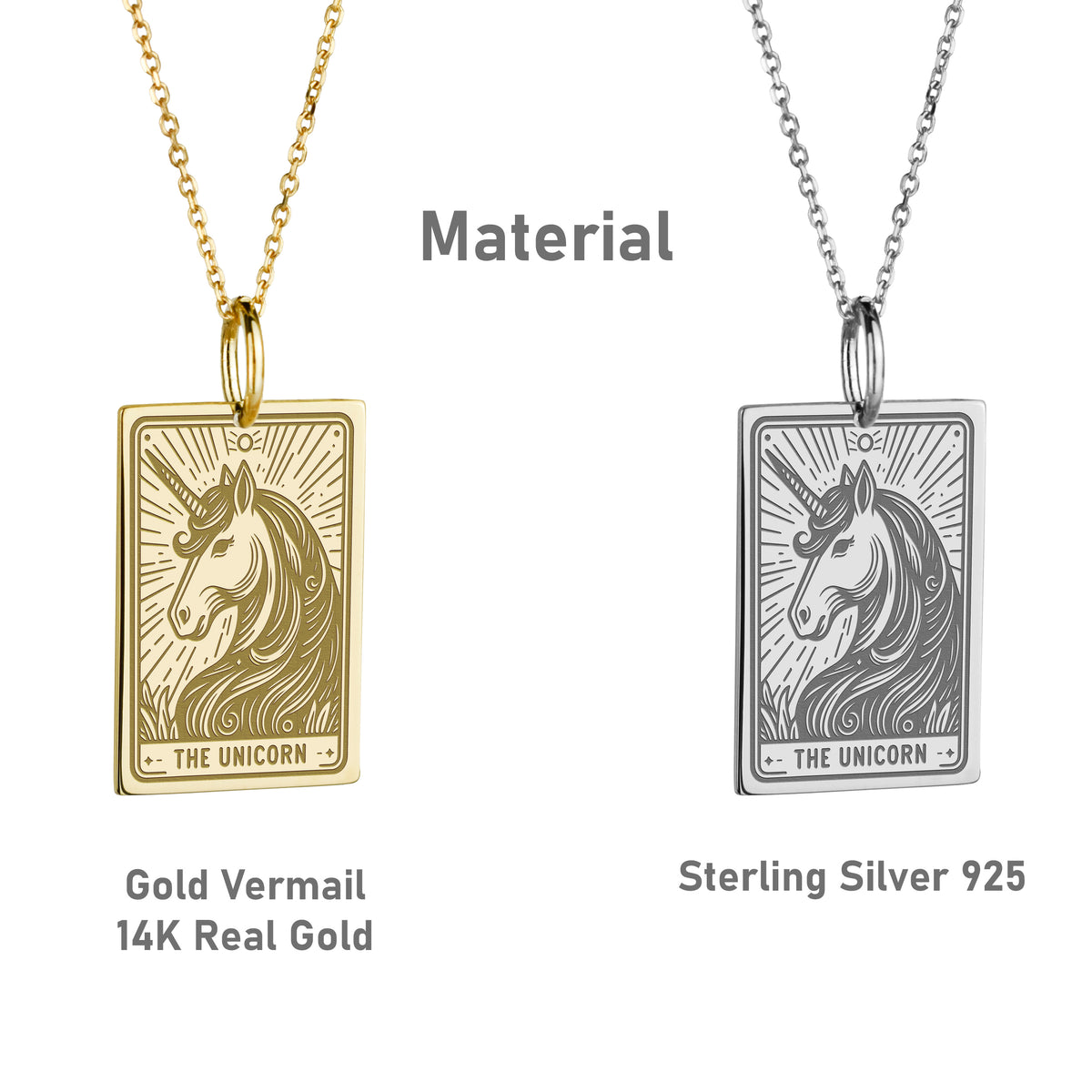 14K Gold Unicorn Pendant Necklace