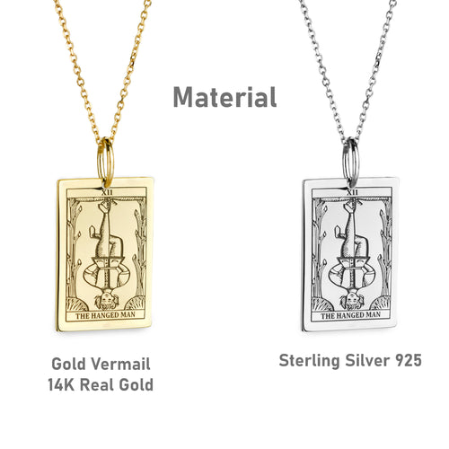 14K Gold Hanged Man Tarot Card Pendant Necklace