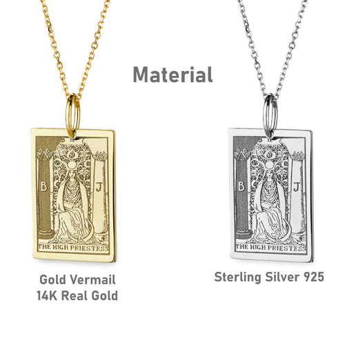 14K Gold High Priestess Tarot Card Pendant Necklace