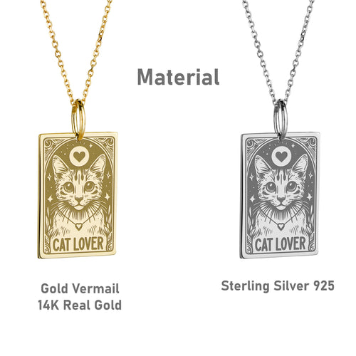14K Gold Cat Lover Pendant Necklace