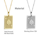 14K Gold Ace of Spades Playing Card Pendant Necklace