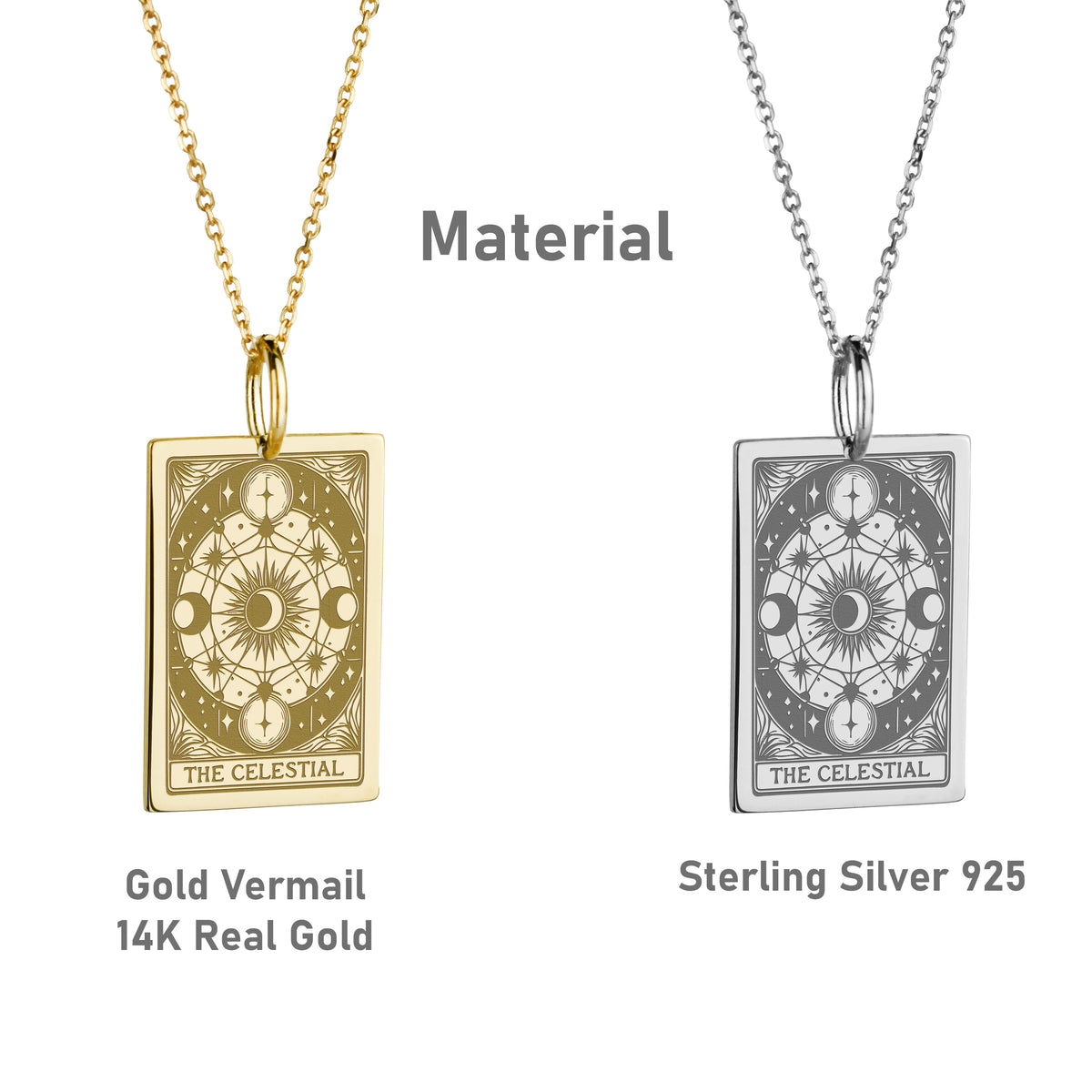 14K Gold Celestial Pendant Necklace