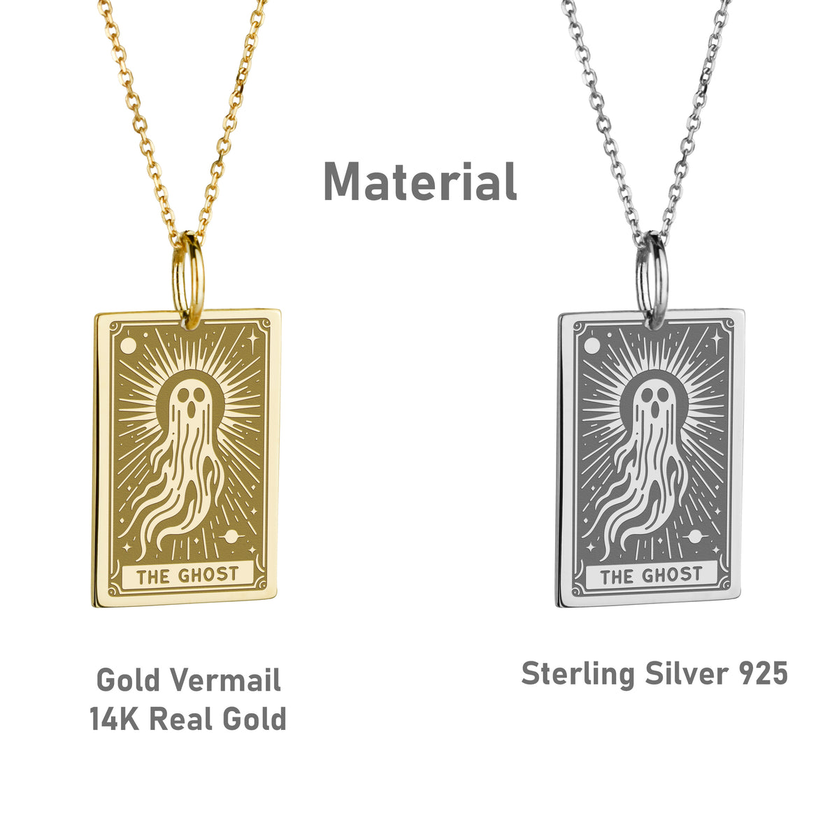 14K Gold Ghost Pendant Necklace