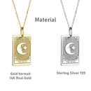 14K Gold Moon Tarot Card Pendant Necklace