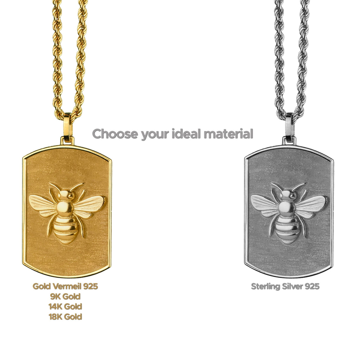 14K Gold Bee Tag Necklace