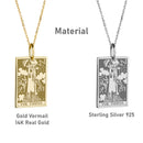 14K Gold Tower Tarot Card Pendant Necklace