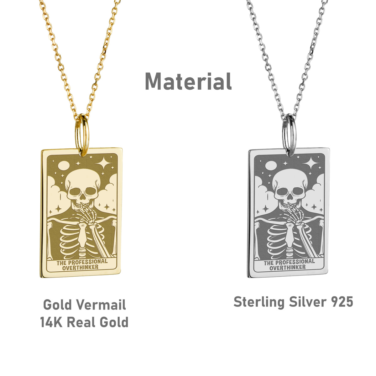 14K Gold Professional Overthinker Tarot Card Pendant Necklace