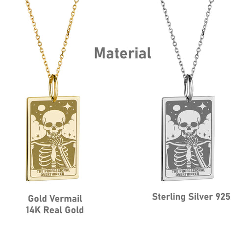 14K Gold Professional Overthinker Tarot Card Pendant Necklace