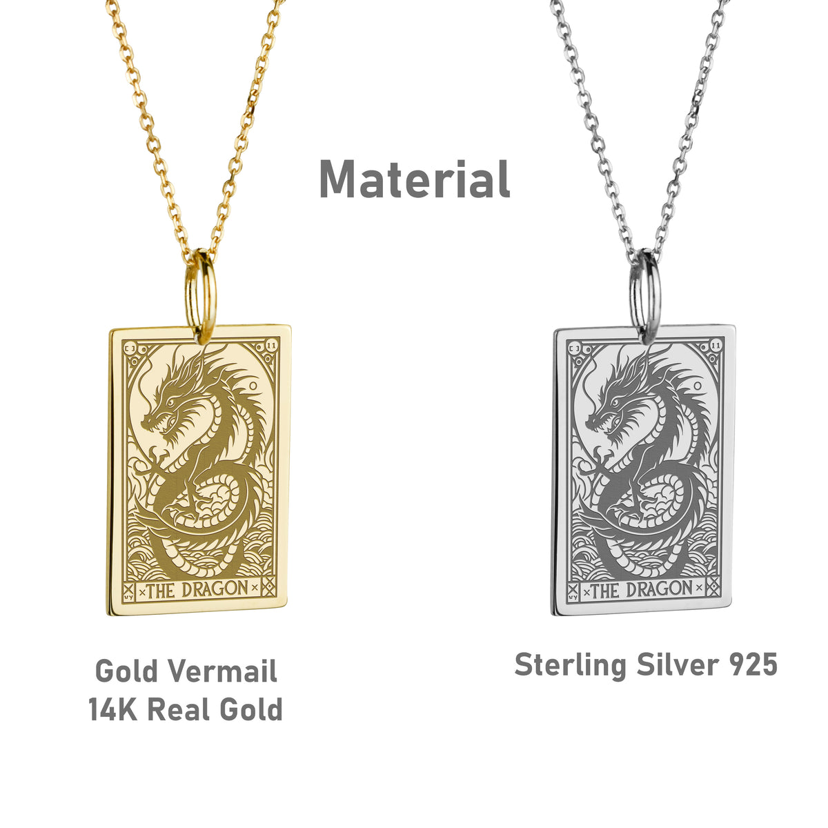 14K Gold Dragon Pendant Necklace