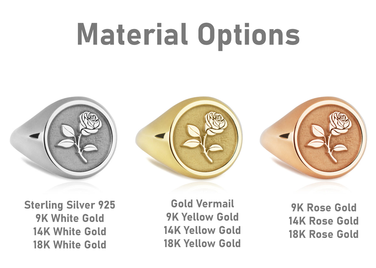 14K Gold Rose Signet Ring