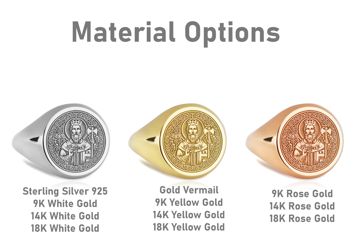 14K Gold Saint Olaf Signet Ring