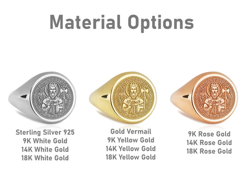 14K Gold Saint Olaf Signet Ring