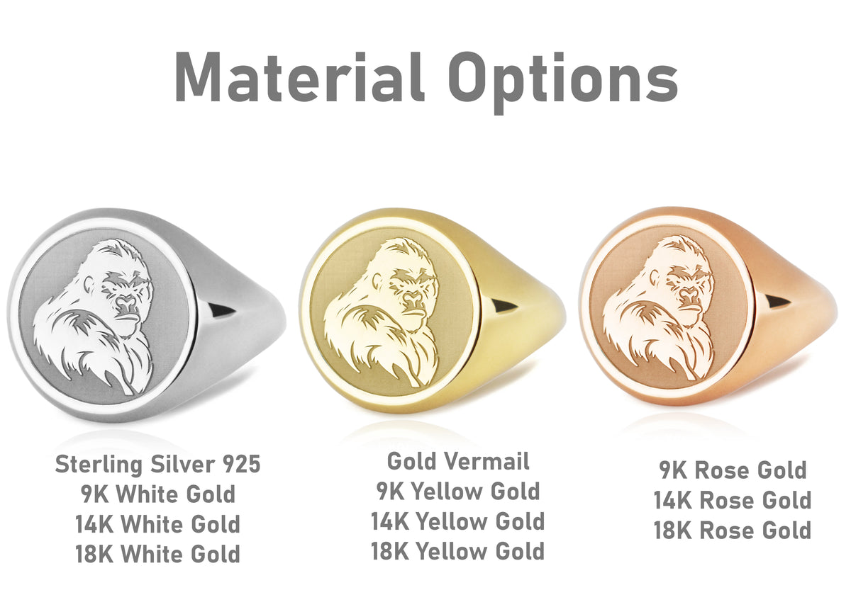 14K Gold Gorilla Signet Ring