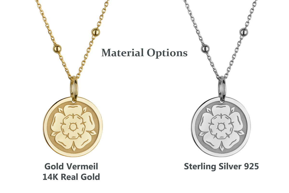 14K Gold Luther Rose Pendant Necklace